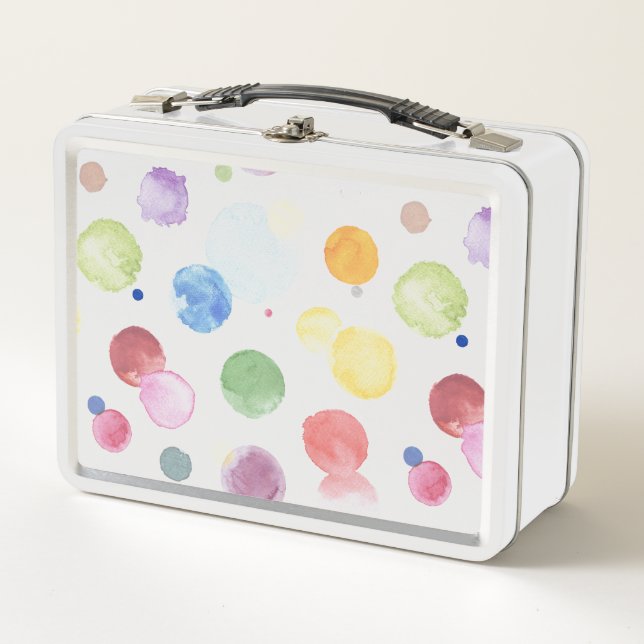 Watercolor Dots 1 Metal Lunch Box (Front)