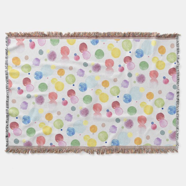 Watercolor Dots 1 Throw Blanket (Front)