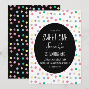 Watercolor Dots First Birthday Party Any Colour Invitation