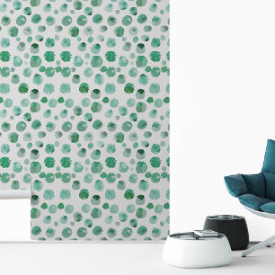 Watercolor Dots Green pattern Wallpaper