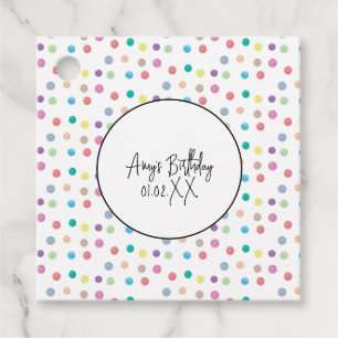 Watercolor Dots Hand Painted Colourful Birthday Favour Tags