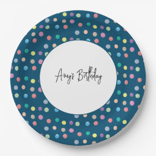 Watercolor Dots Hand Painted Colourful Birthday Paper Plate