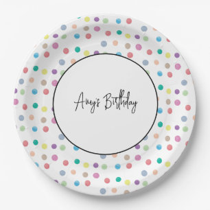 Watercolor Dots Hand Painted Colourful Birthday Paper Plate