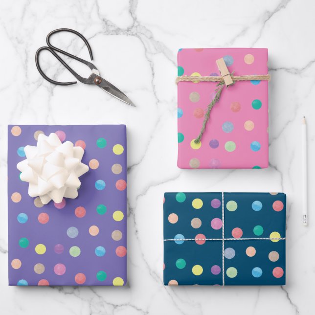 Watercolor Dots Hand Painted Colourful Pattern  Wrapping Paper Sheet (Front)