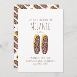 Watercolor Doughnut 11th Birthday Sweet Eclairs  Invitation