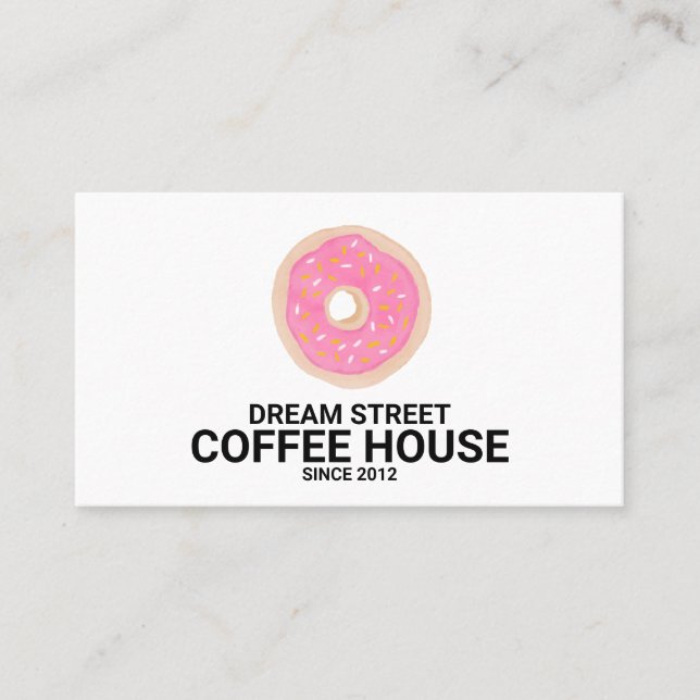 Watercolor Doughnut Bakery Trendy Business Card (Front)
