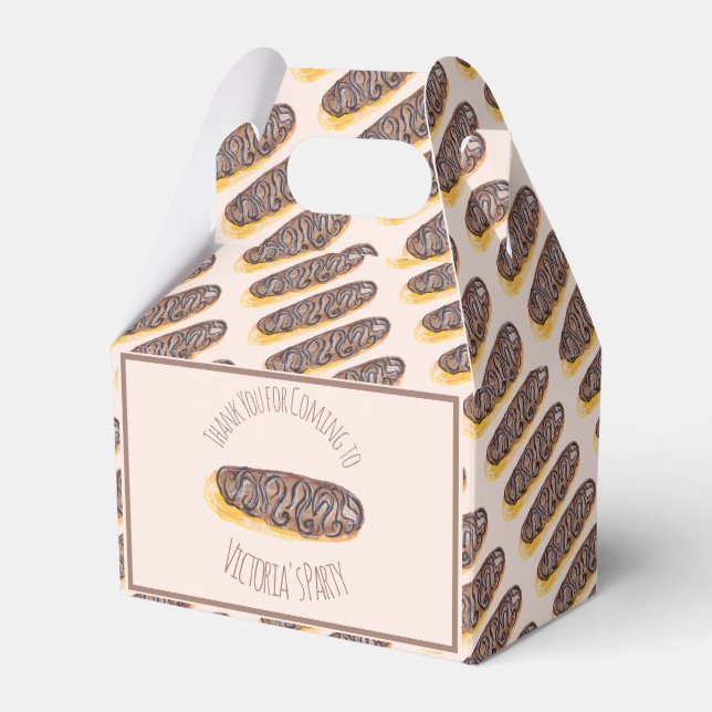 Watercolor Doughnut Chocolate  Hand Drawn  Eclair  Favour Box (Front Side)