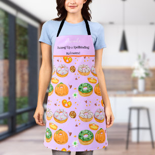 Watercolor Doughnut-licious Happy Halloween Candy Apron