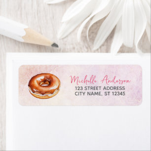 Watercolor Doughnut Return Address Sweet Doughnut 