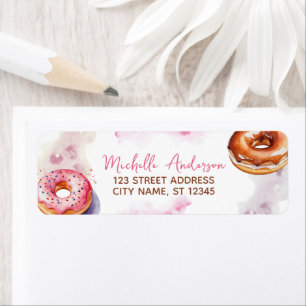 Watercolor Doughnut Return Address Sweet Doughnut 