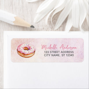 Watercolor Doughnut Return Address Sweet Doughnut 