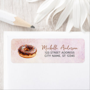 Watercolor Doughnut Return Address Sweet Doughnut 