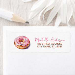 Watercolor Doughnut Return Address Sweet Doughnut 