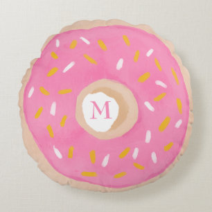 Watercolor Doughnut Round Cushion
