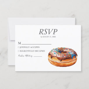 Watercolor Doughnut RSVP Card Wedding Sweet Doughn