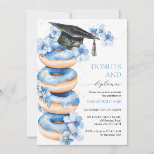 Watercolor Doughnuts and Diplomas Graduation Party Invitation