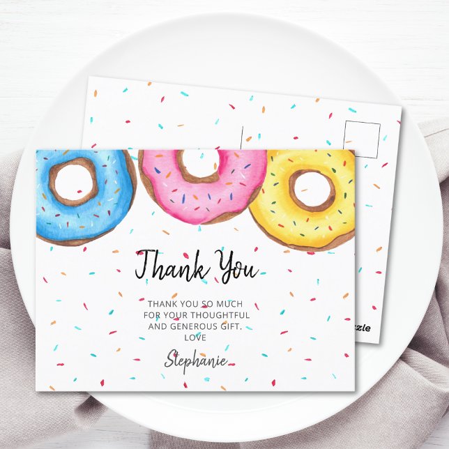 Watercolor Doughnuts Baby Shower Postcard (Creator Uploaded)