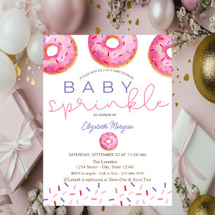 Watercolor Doughnuts Baby Sprinkle Girl Baby Showe Invitation