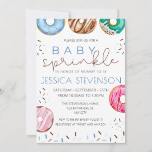 Watercolor Doughnuts Baby Sprinkle Shower  Invitation