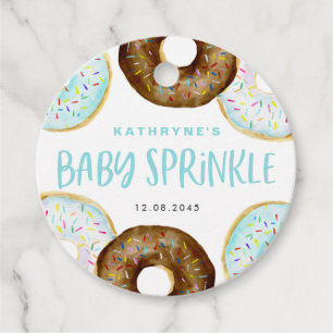 Watercolor Doughnuts Boy Baby Sprinkle Thank You Favour Tags