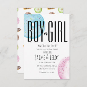 Watercolor Doughnuts Gender Reveal Hand Painted In Invitation