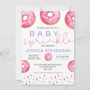 Watercolor Doughnuts girl Baby Sprinkle Shower  Invitation