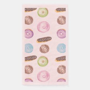 Watercolor Doughnuts Hand Painted Patterned Pink Napkin