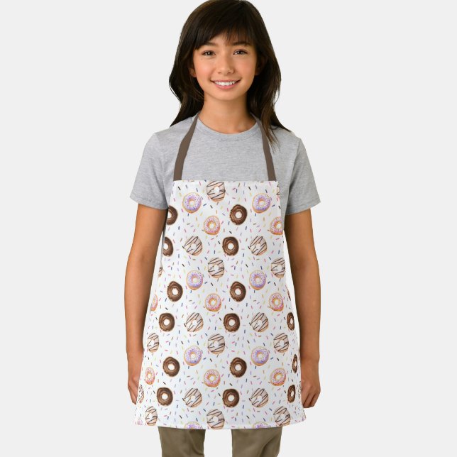 Watercolor Doughnuts Pattern Apron (Insitu)