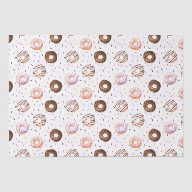 Watercolor Doughnuts Pattern Tissue Paper (Front)
