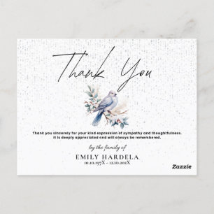Watercolor Dove Funeral Simple Script Thanks Card