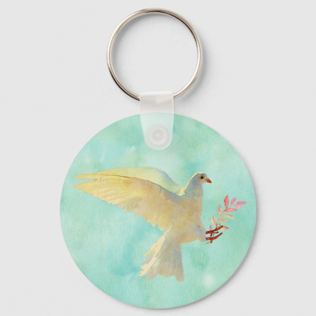 Watercolor Dove  Key Ring (Front)