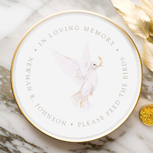 Watercolor Dove of Peace Funeral Memorial Classic Round Sticker