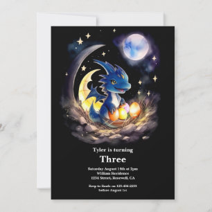 Watercolor Dragon Birthday Invitation