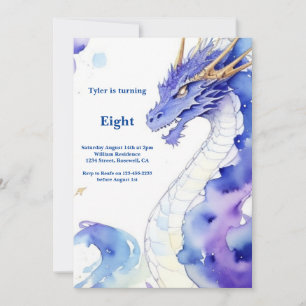 Watercolor Dragon Birthday Invitation