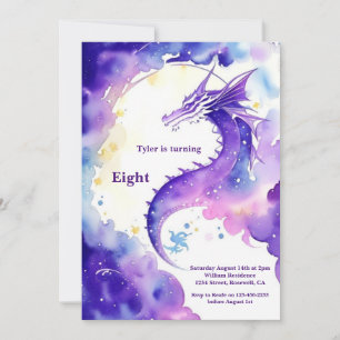 Watercolor Dragon Birthday Invitation