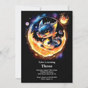 Watercolor Dragon Birthday Invitation