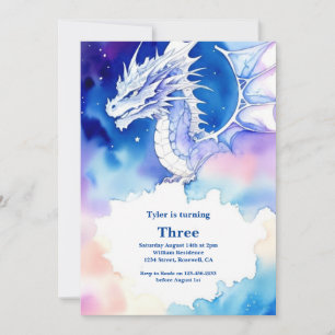 Watercolor Dragon Birthday Invitation