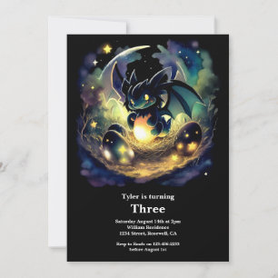 Watercolor Dragon Birthday Invitation