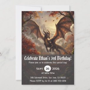 Watercolor dragon birthday invitations