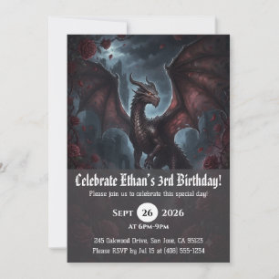 Watercolor dragon birthday invitations