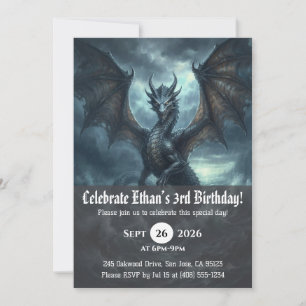 Watercolor dragon birthday invitations