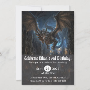Watercolor dragon birthday invitations
