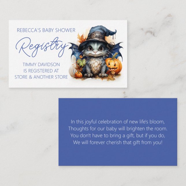 Watercolor Dragon Halloween Baby Shower Registry Enclosure Card (Front/Back)