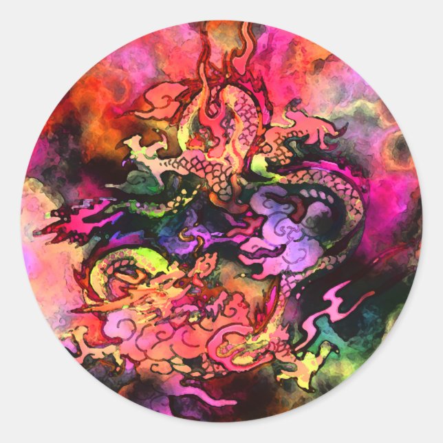 Watercolor Dragon Sticker #2 (Front)