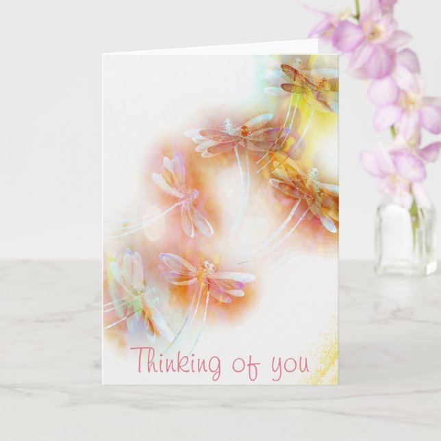 Watercolor dragonflies card (Orchid)