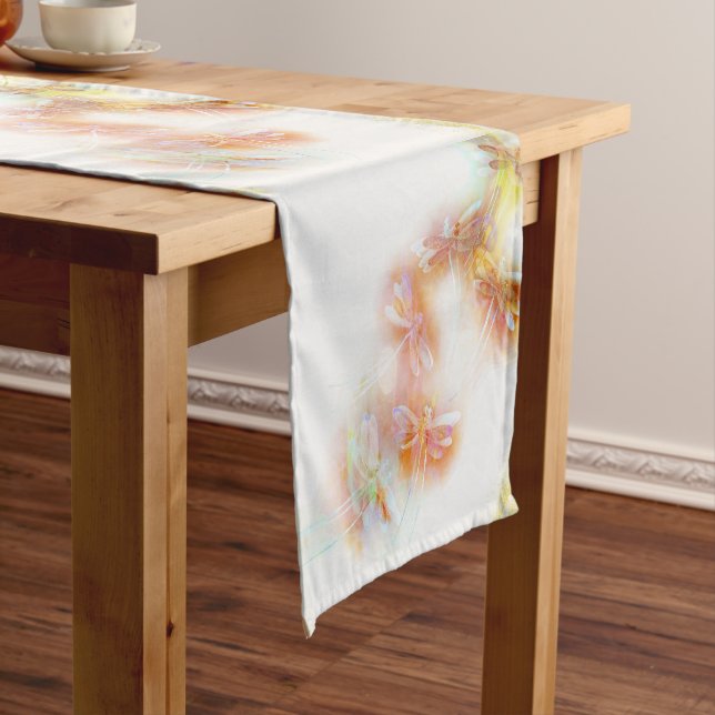 Watercolor dragonflies medium table runner (In Situ)