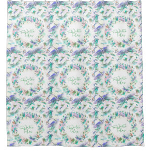 Watercolor Dragonflies Teal Lavender Blue White Shower Curtain