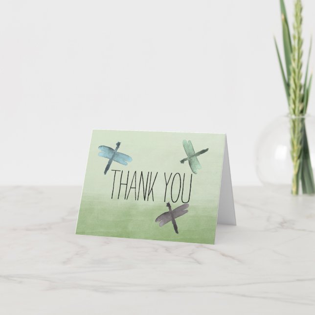 Watercolor Dragonflies Thank you Card (Front)
