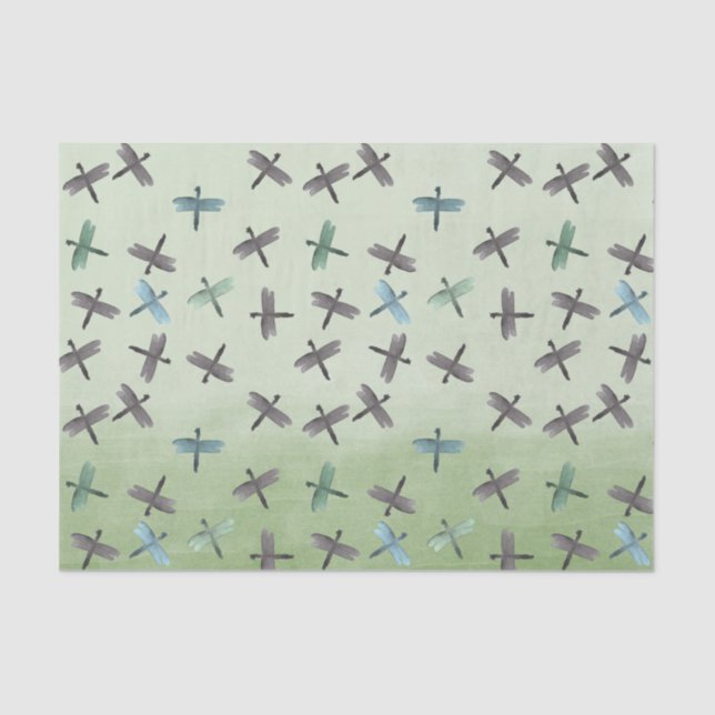 Watercolor Dragonflies Tissue Paper (Front)
