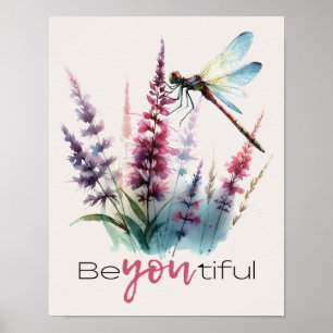 Watercolor Dragonfly Beyoutiful Inspirational Art Poster